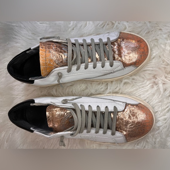 P448 Men's Metallic Rose and White Athletic Shoes - Picture 2 of 8